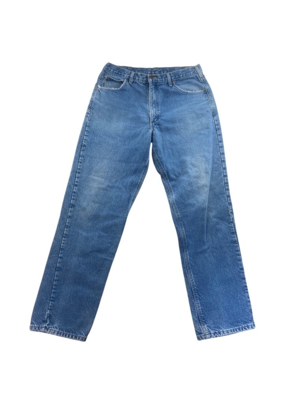 Carhartt Men's Plaid Lined Work Jeans Size 36x34 Blue Denim Straight Relaxed Fit